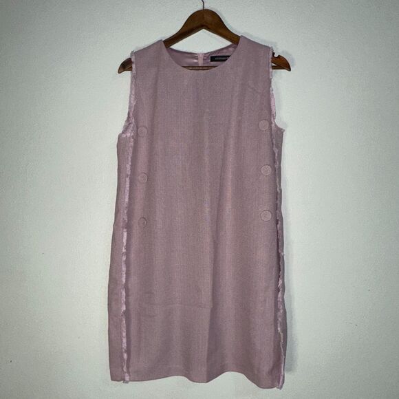 Moon River Women's Mini Dress Light Pink with Frayed Edges Button Details size L - Picture 1 of 8